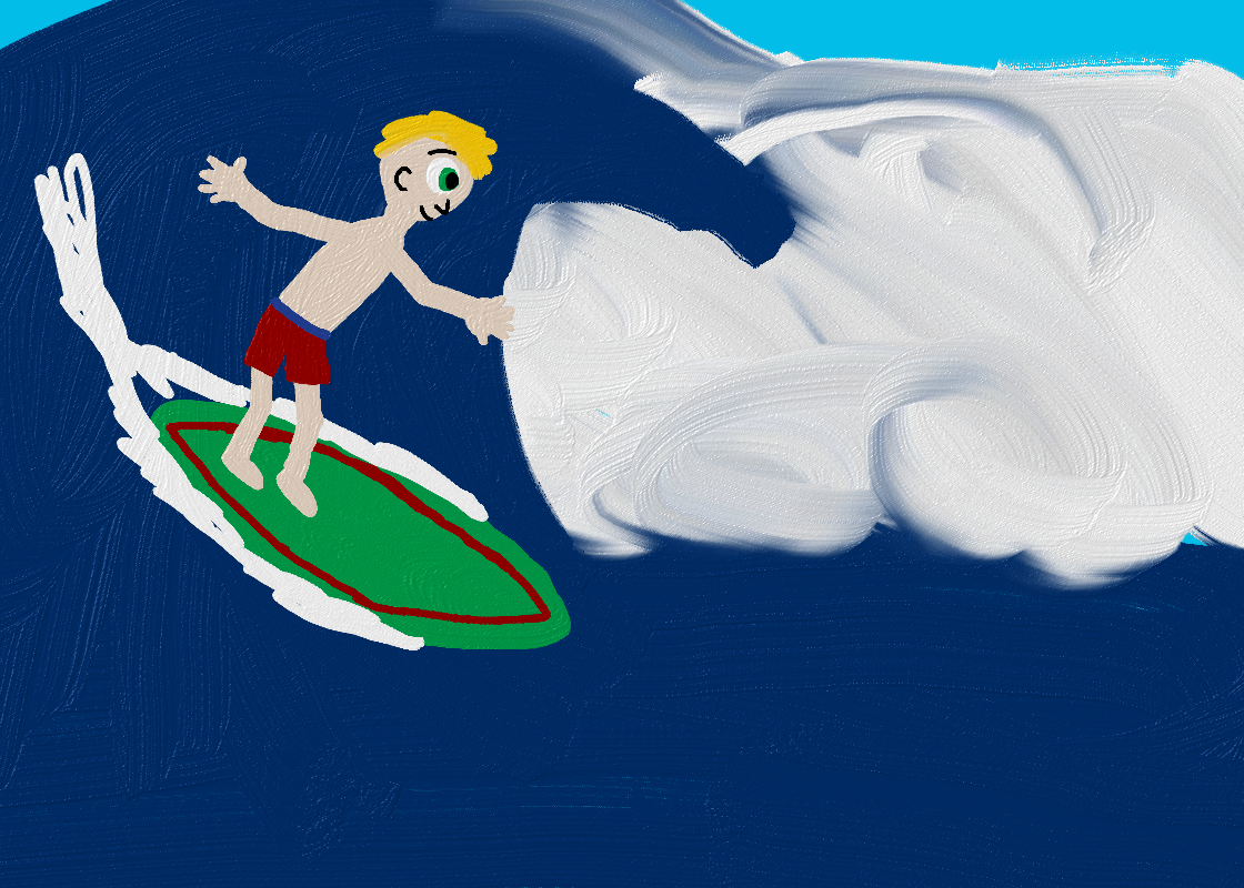 Peter Surfing on a Wave