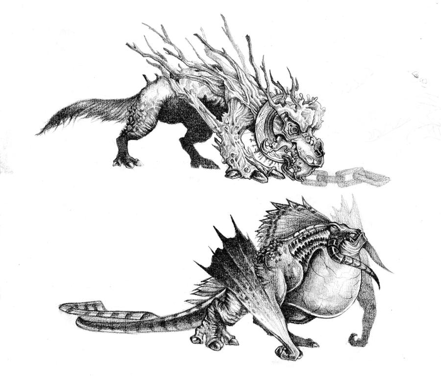 Garm et Fafnir by Trishkell on DeviantArt