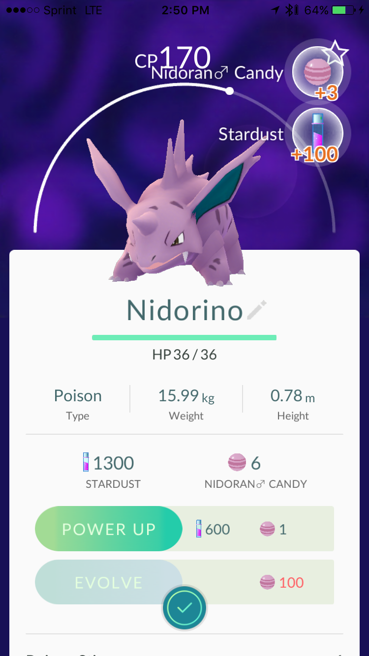 I caught a Nidorino