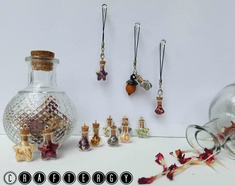 Dried Flower Filled Glass Charms - For Sale