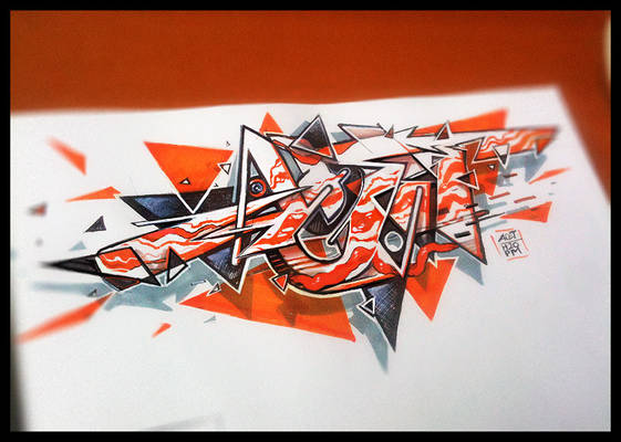 graffiti sketch orange triangle