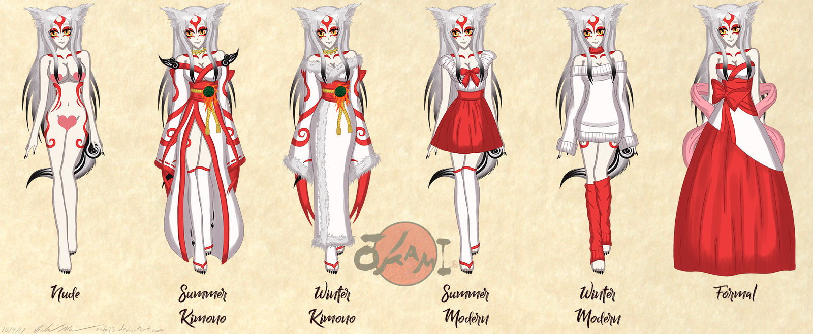 Okami Human Amaterasu Wardrobe by SabiCat13 on DeviantArt