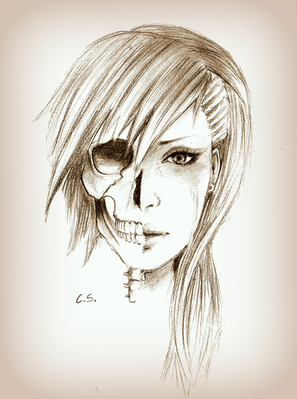 Half Skull Face By Cate397 On Deviantart Half Skull Face By Cate397 On Deviantart