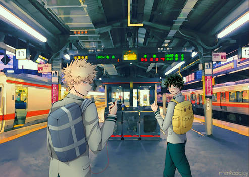 Bakugou and Midoriya (Train Station)