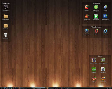 Windows xP wooden desktop