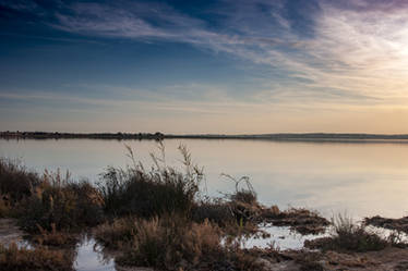 salt lakes of torrevieja at sunset
