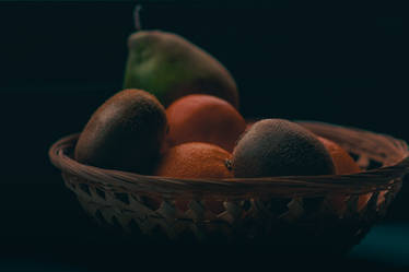 Moody fruits in a basket