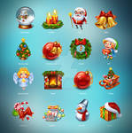 Christmas set of 16 cute icons. by st-valentin