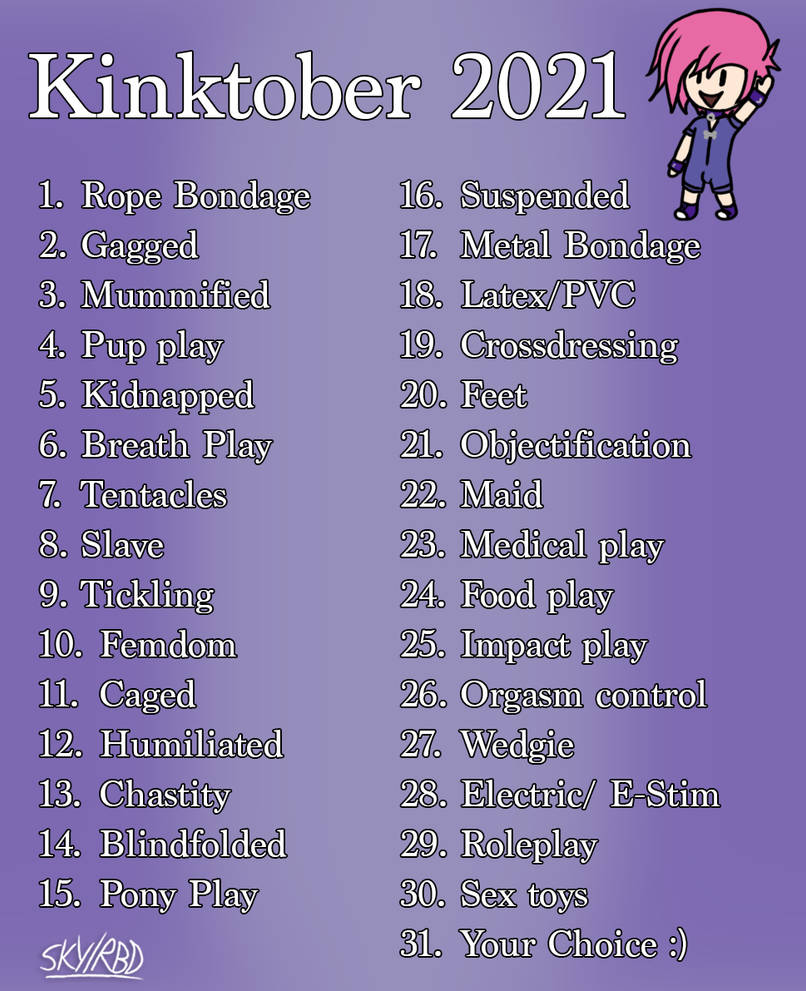 Kinktober 2021 List by RopeBunnyDani on DeviantArt