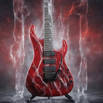 Cool Ice Red Metal Guitar 7 String