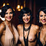 Three 1920s Black Haired Club Gals