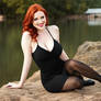 In Nylons - Hot Redhead