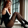 In Nylons - Hot Readhead