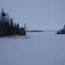 White Frozen Lake w/ Cloud Covered Sky