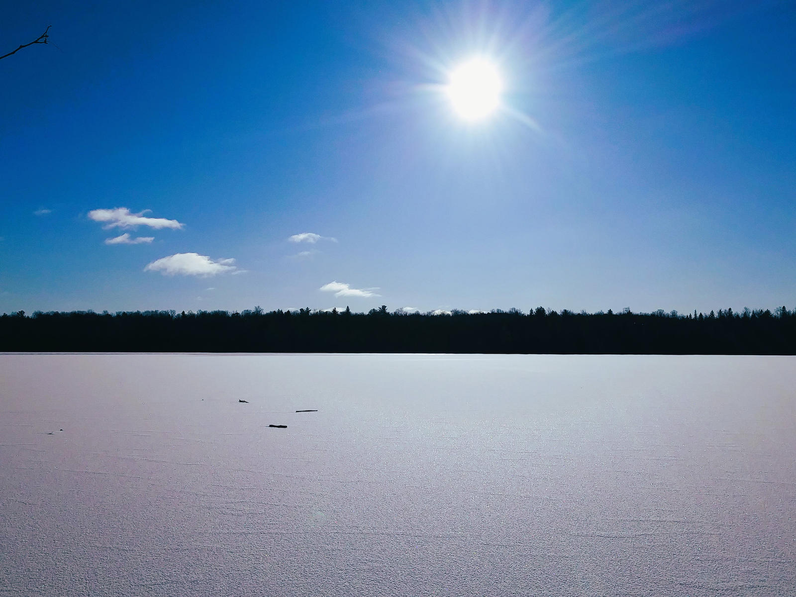 Sun Sky Over Frozen Lake