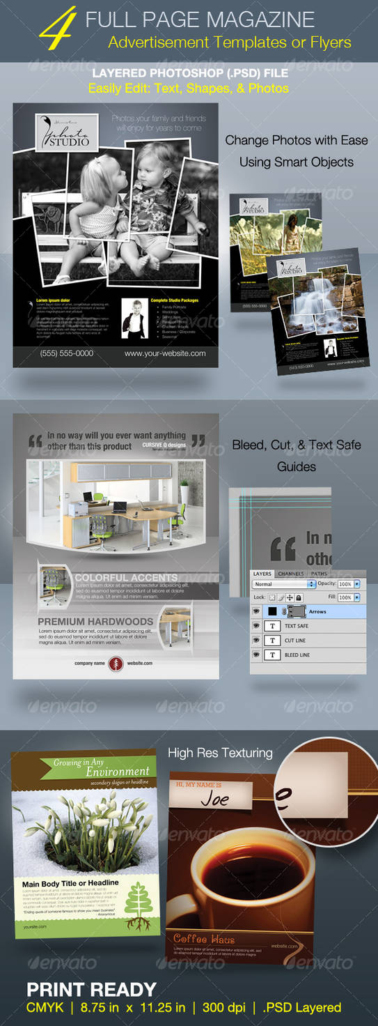 4 Magazine Ad Templates by CursiveQ-Designs on DeviantArt