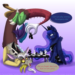 Chess Party with Discord and Luna by InuHoshi-to-DarkPen