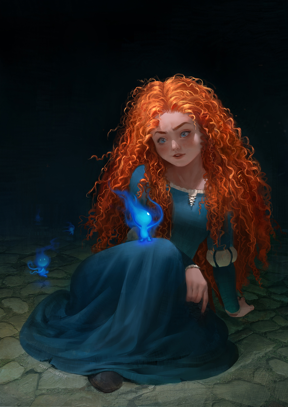 Merida and Will O The Wisps by IndahAlditha