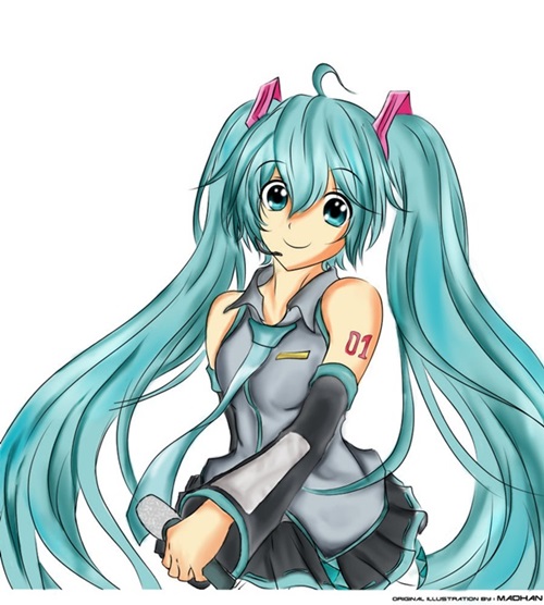 Colored Hatsune Miku Lineart