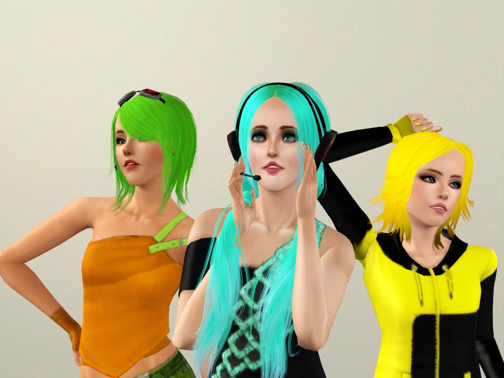 Miku, Gumi and Rin Sims 3 Style (Close up)