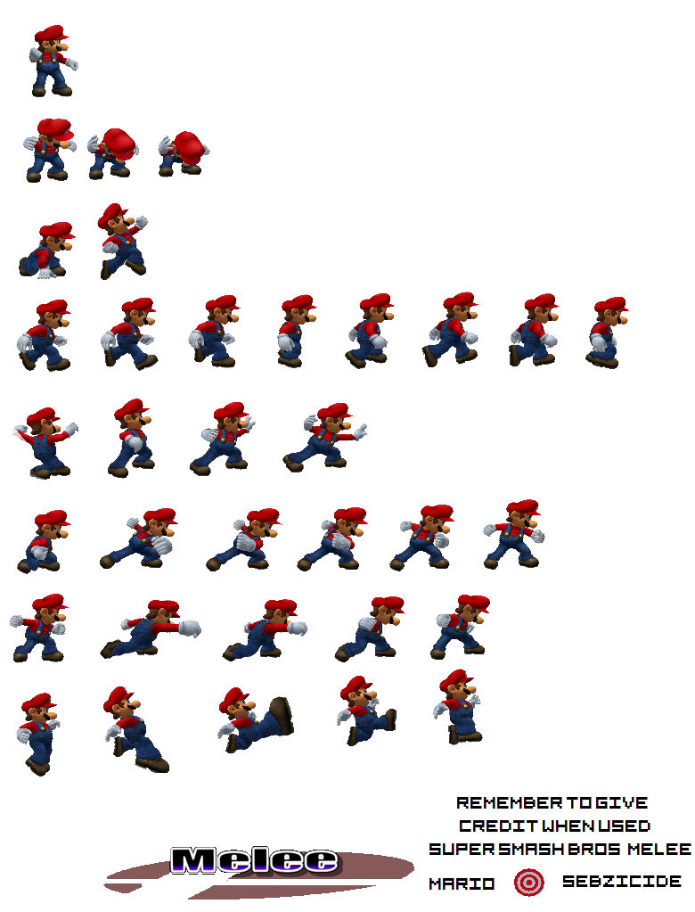 Super Smash Bros. Melee: 3D Mario Sprite Sheet by Sebzicide on DeviantArt