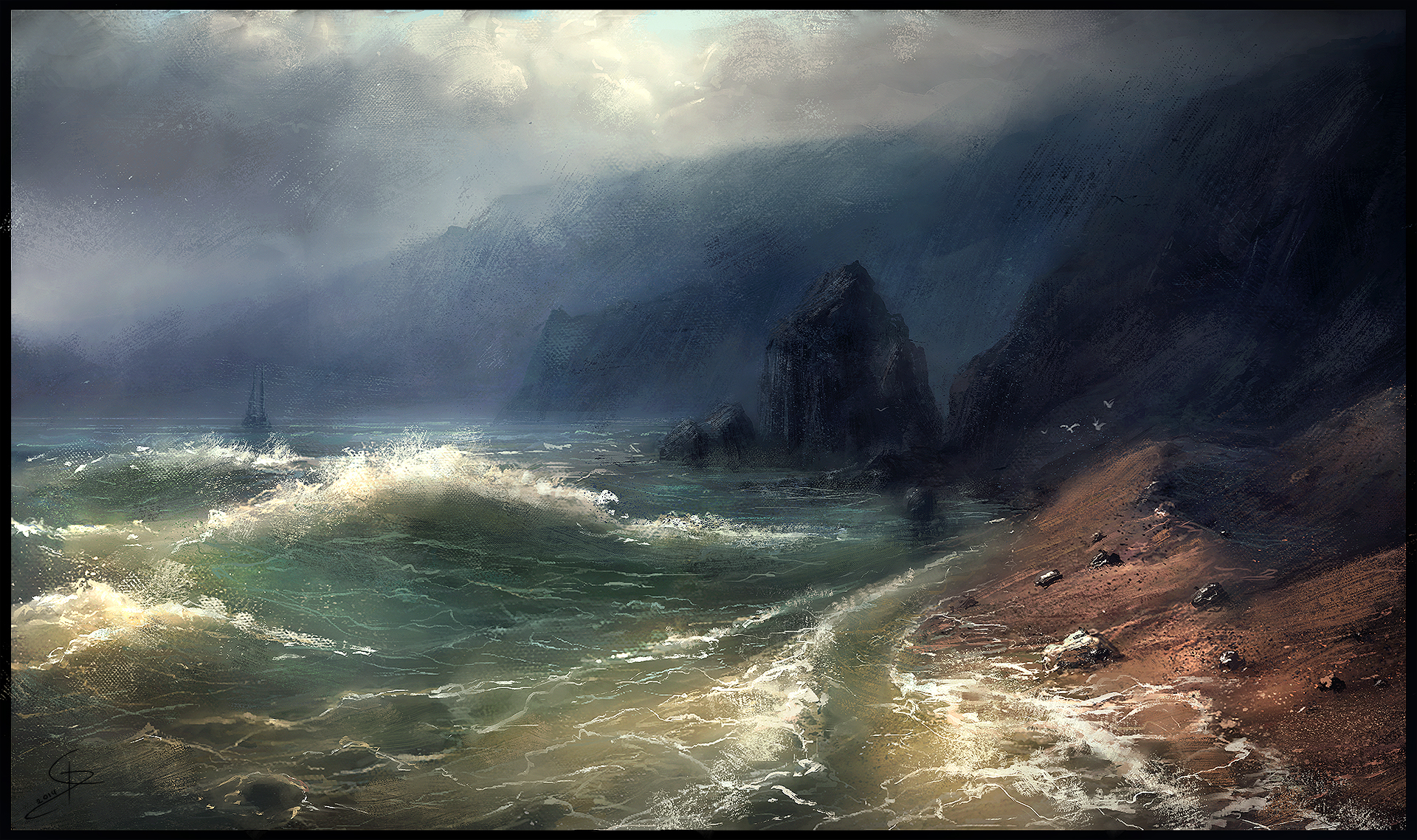 Stormy beach study