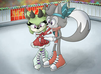 Clove and Sky on their Christmas Ice Skating Date