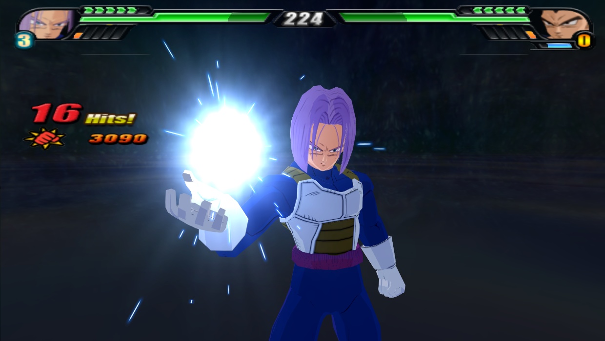 Gotenks SSJ4 with enrolled tail in the game Dragon Ball Z Budokai Tenkaichi  3 (Mod).