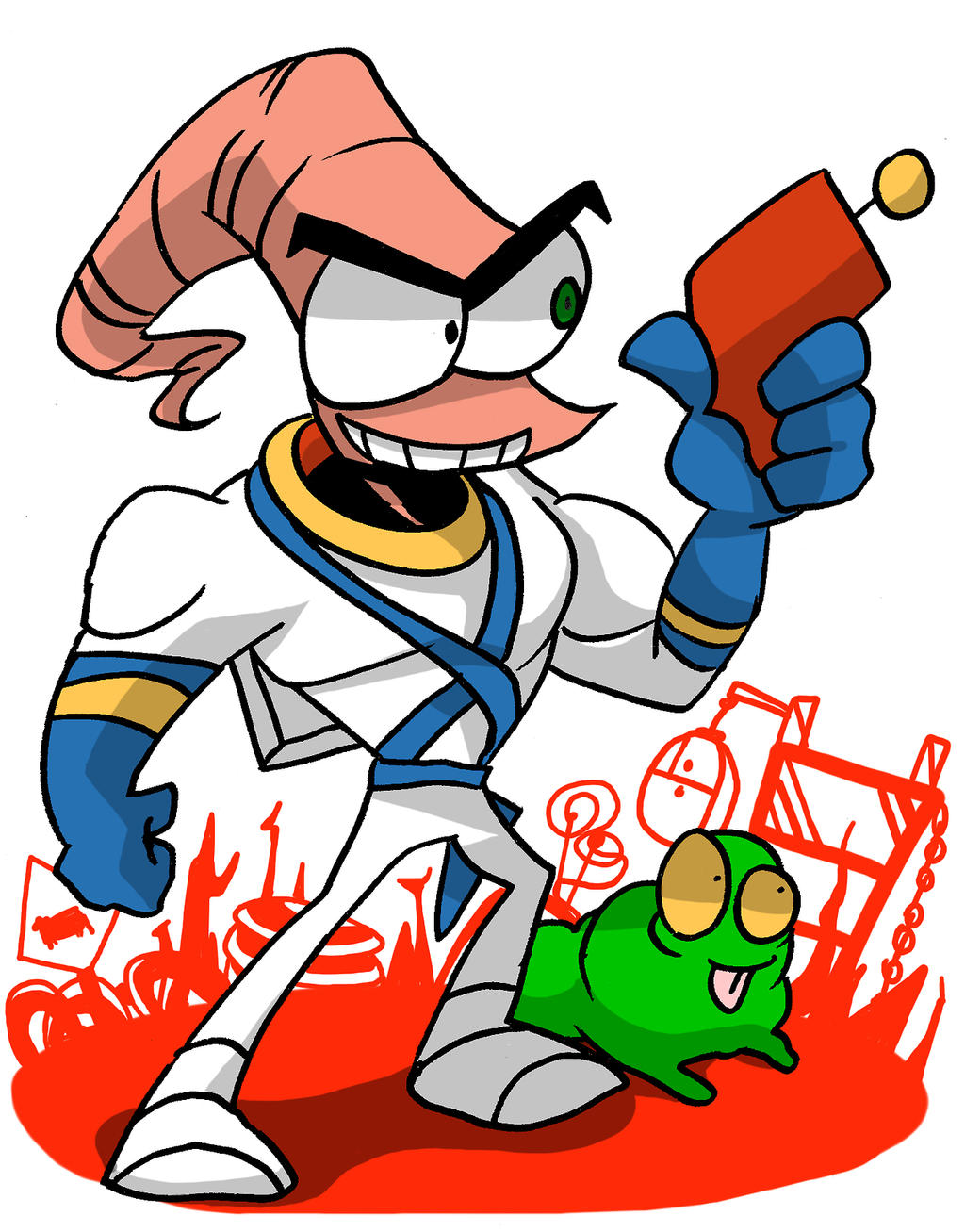 Earthworm Jim and Snott by EZstrongs on DeviantArt