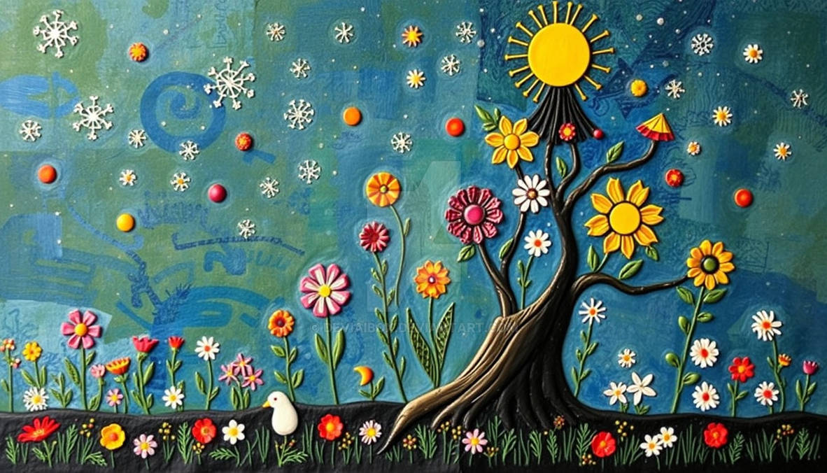 Flowers, tree, sun