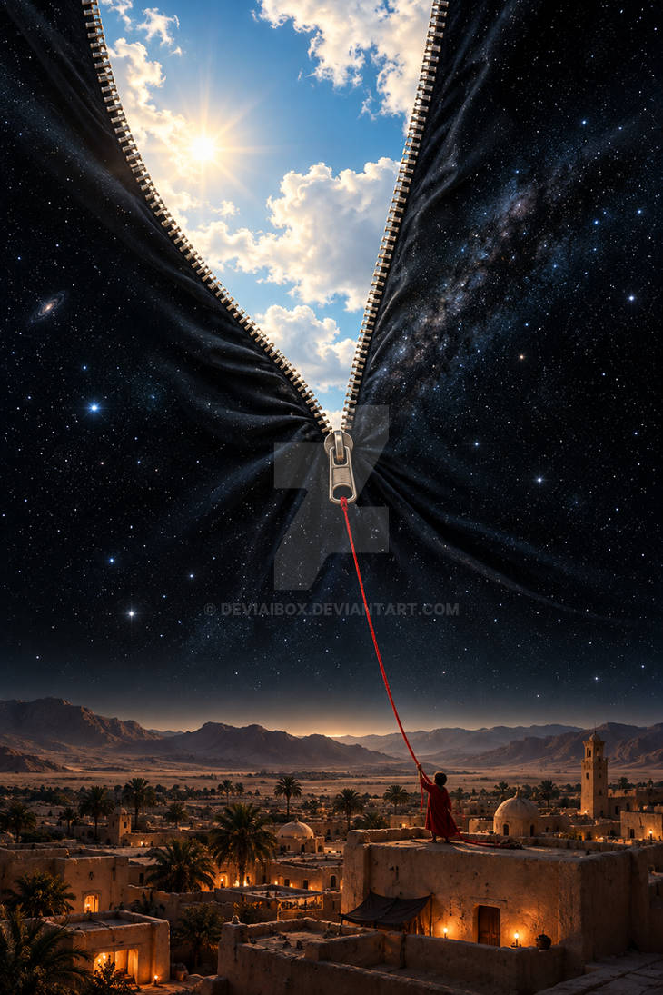A zipper that opens the night sky