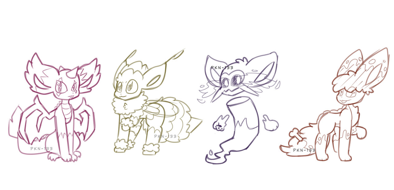My fakemon eeveelution sketches. by PKN-133 on DeviantArt