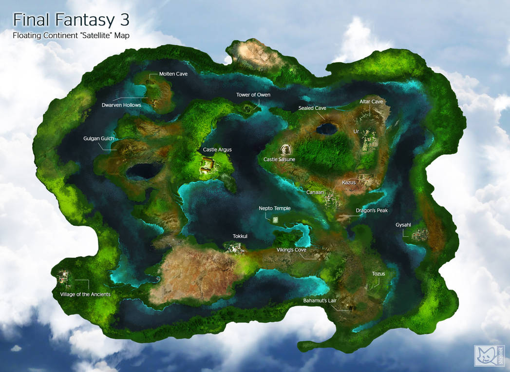 Final Fantasy 3 Floating Continent 'satellite' map by shizonek on ...