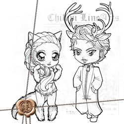 Wolf + Deer Chibi Lineart P2U