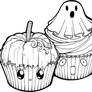 Desserties | Halloween Cupcakes Lineart