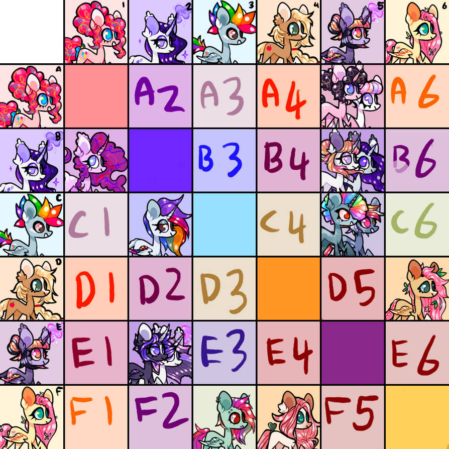 Mlp breeding grid 21/30 Open by EarsTheMagpie on DeviantArt