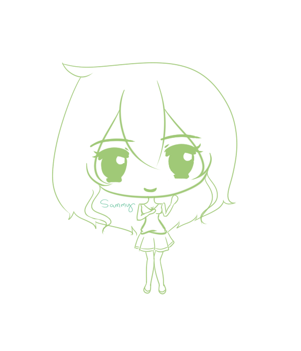 green chibi lineart~