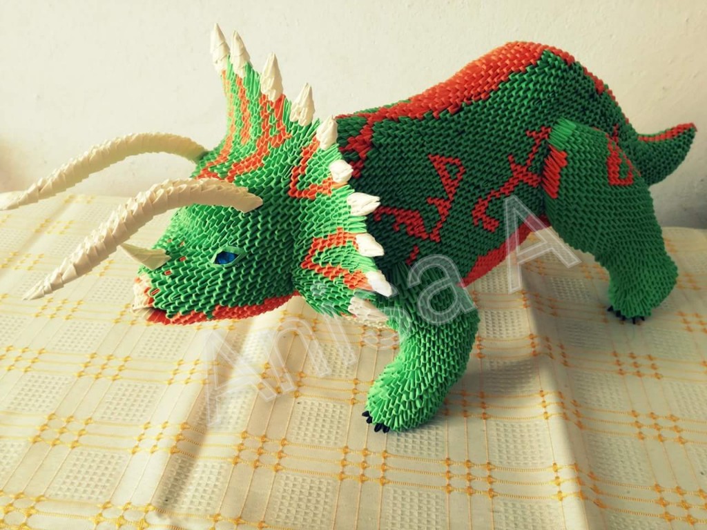 Origami 3D Triceratops by AnisaAspie on DeviantArt