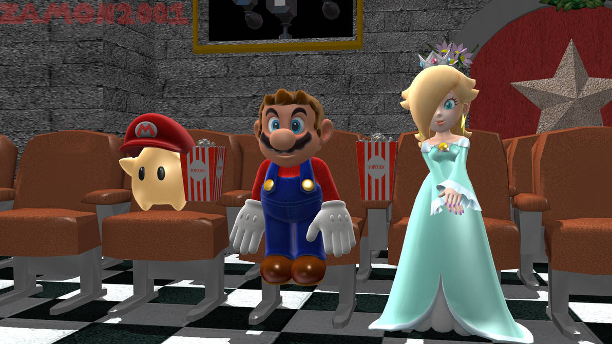 Rosalina and Mario about to watch the Mario Movie by Zamon2001 on