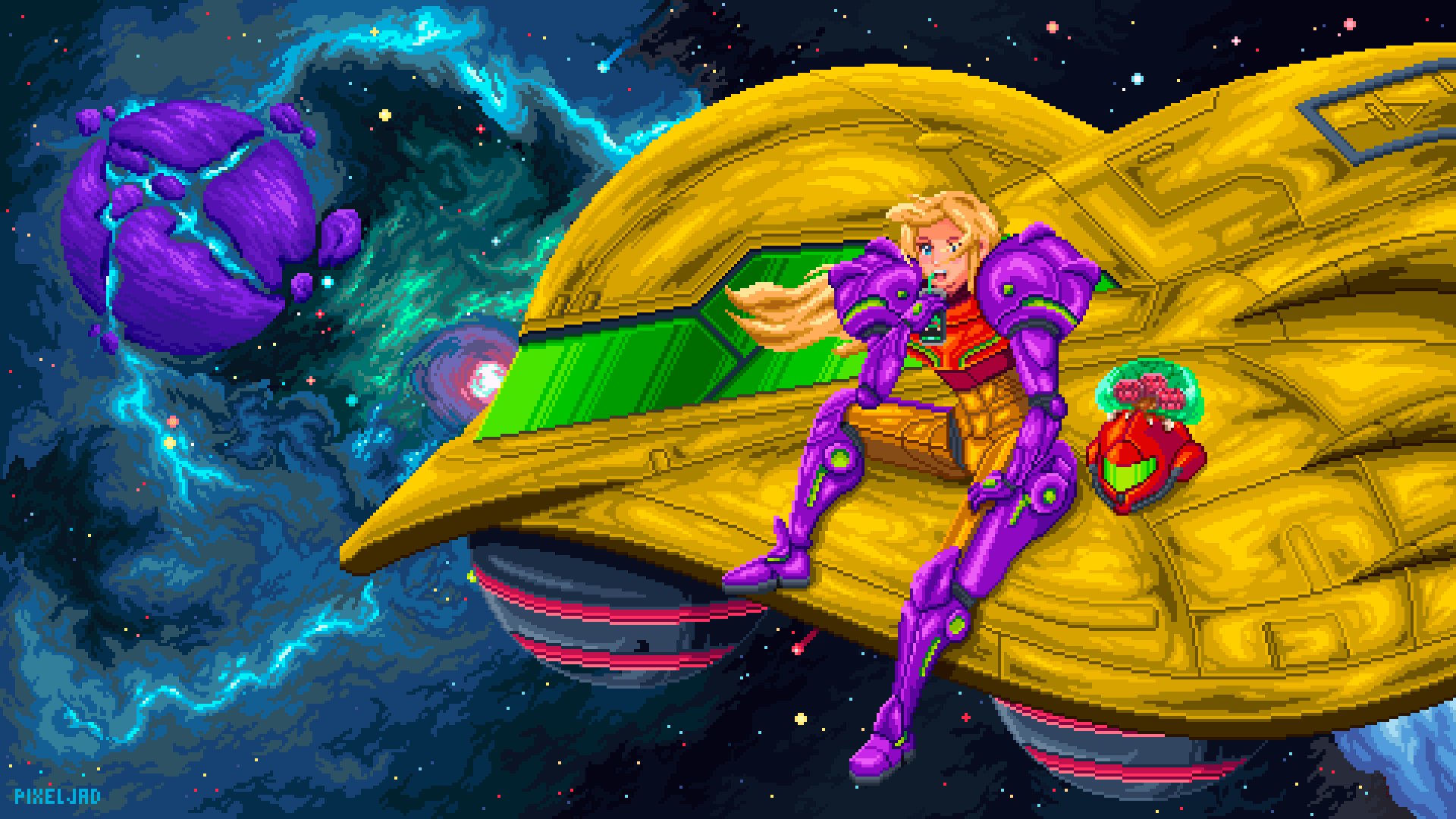 Metroid Animation Frames Samus Relax Super Metroid Alt. Animated Wallpaper by PIXELJAD on DeviantArt