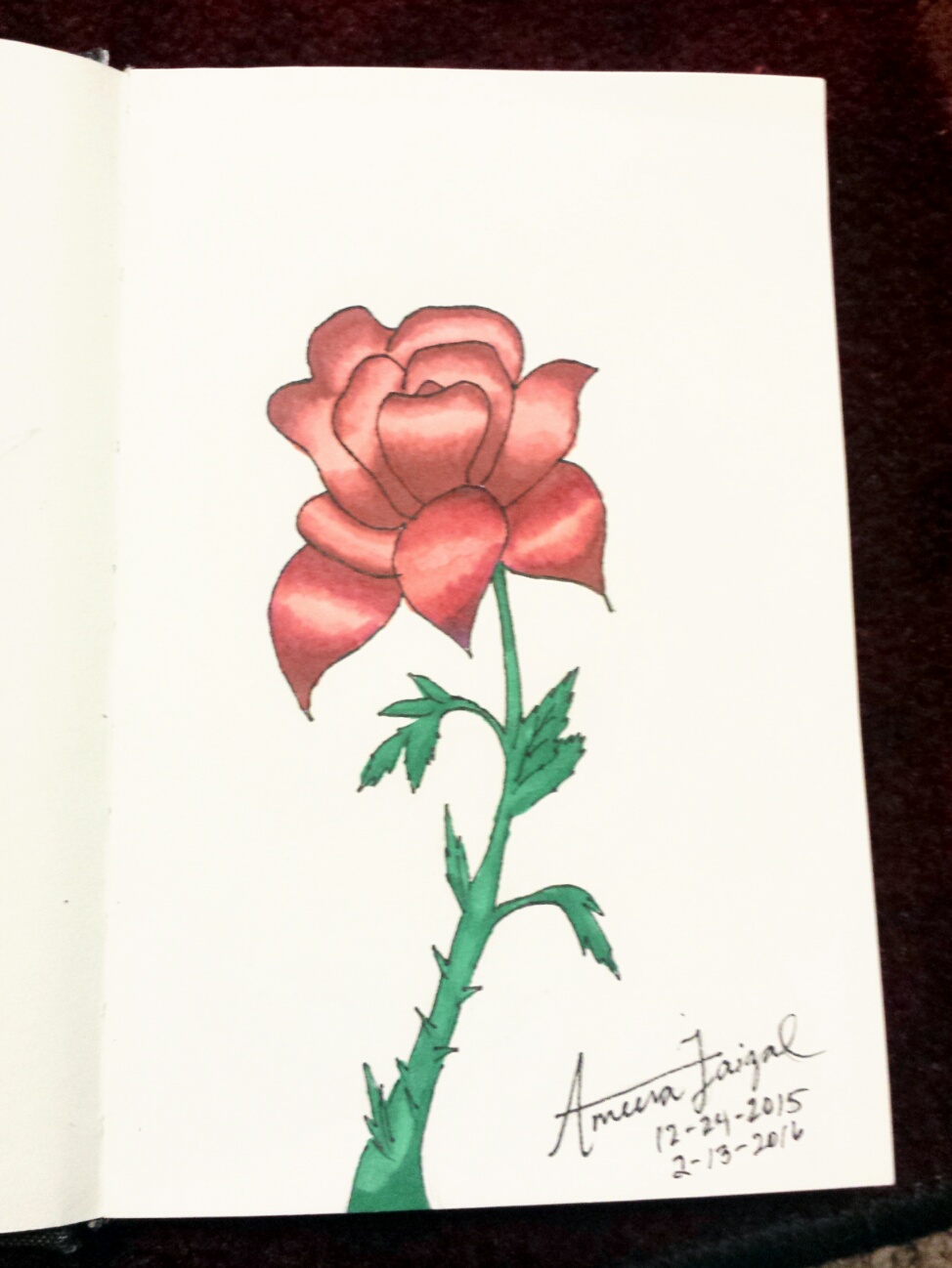 Mini Sketchbook Series- Colored Rose