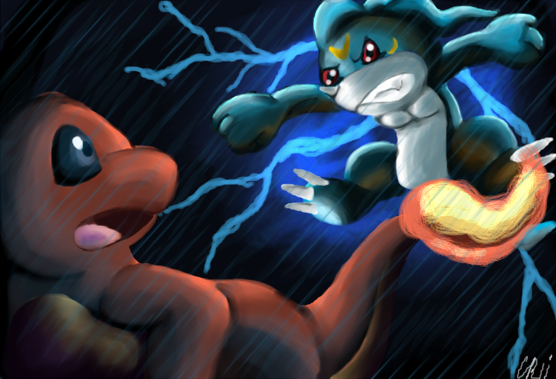 Veemon versus Charmander