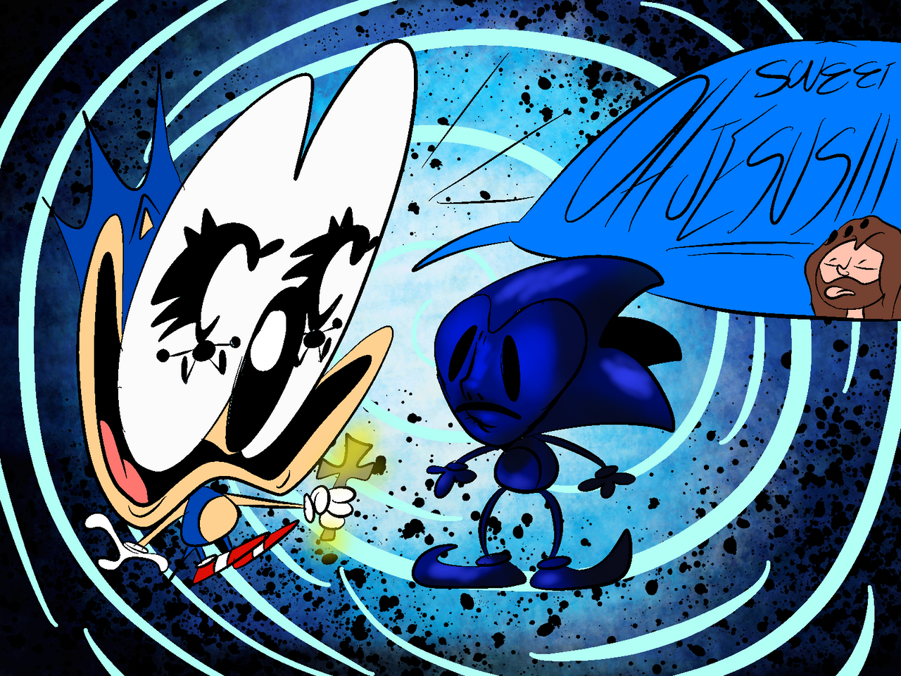 Majin Sonic from Sonic CD - Drawception