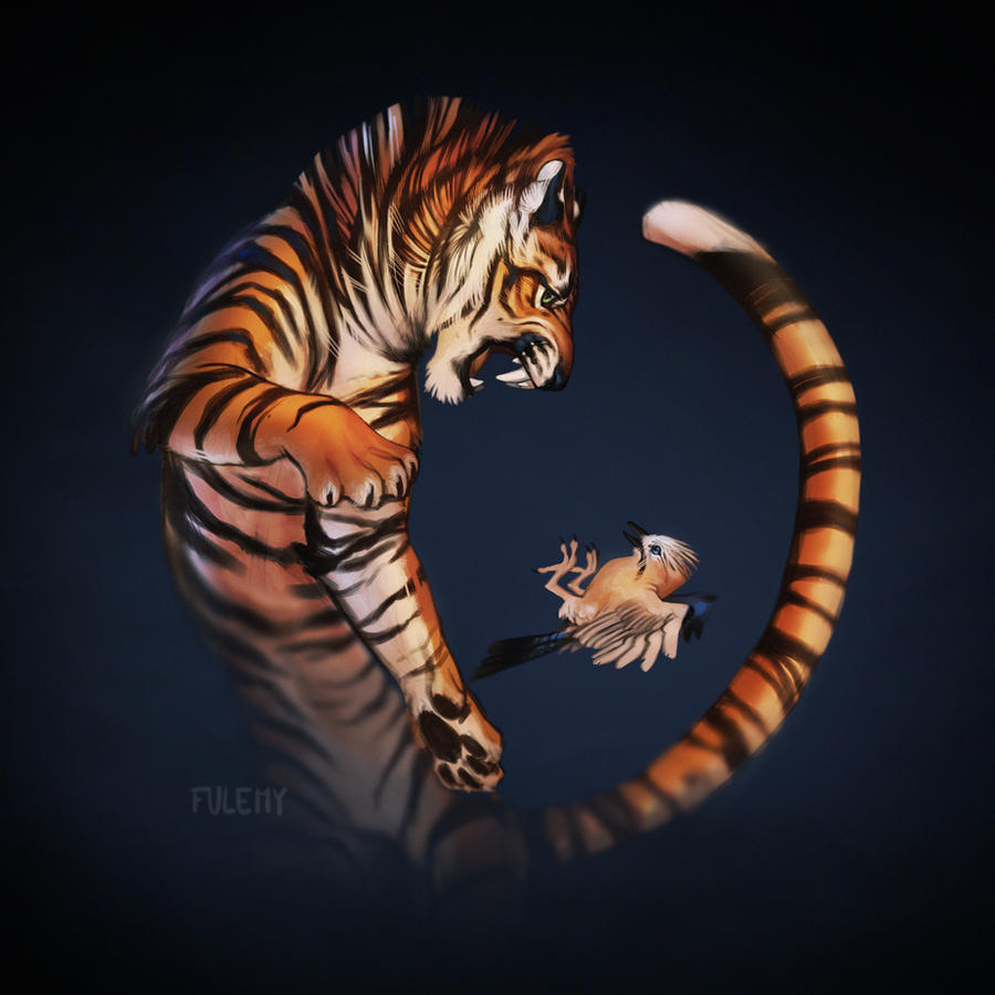 Red Tiger and Eurasian Jay