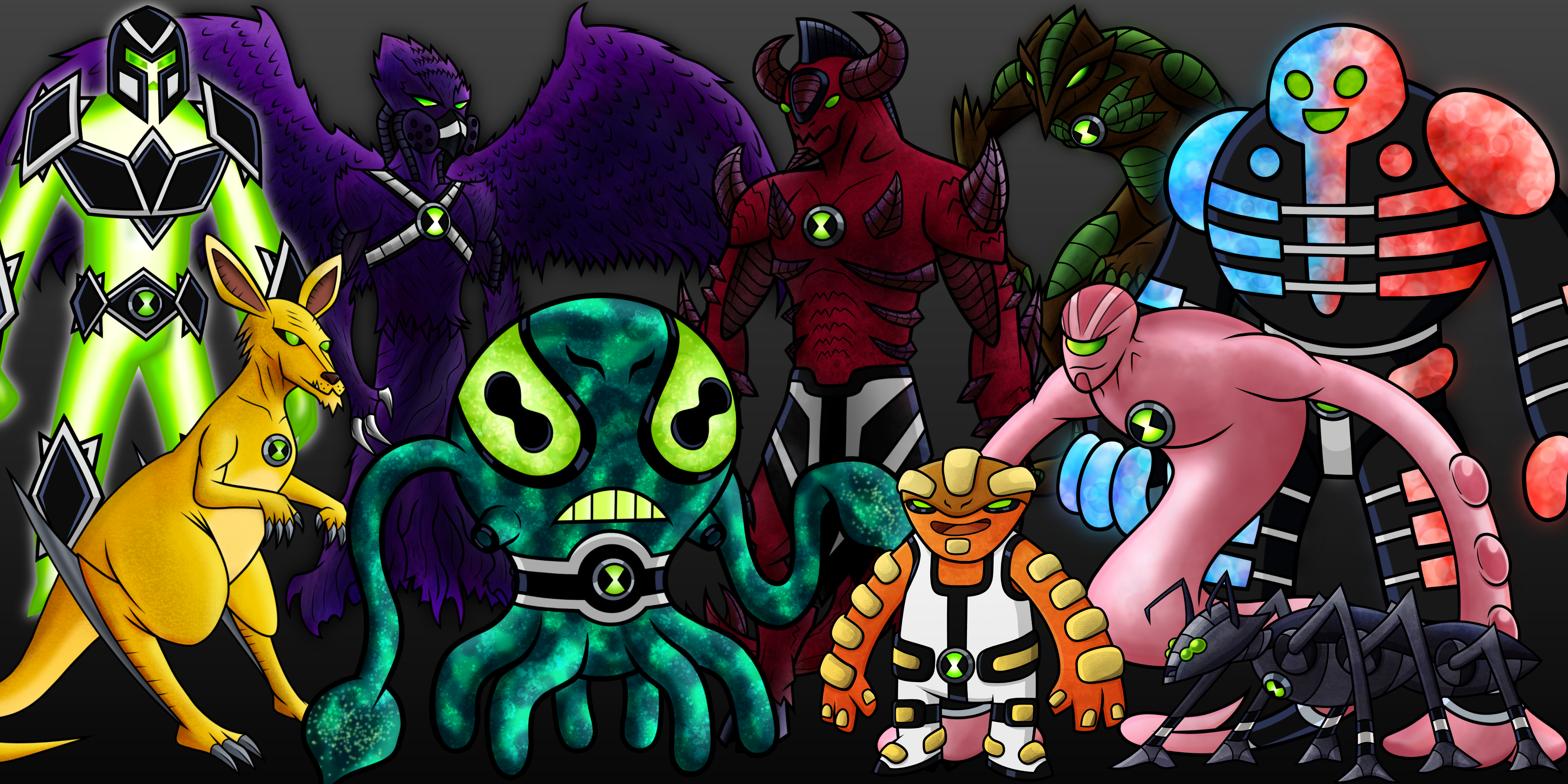 Original Ben 10 series fan art (all 10 original aliens illustrated + main  characters) : r/Ben10, aliens ben 10 original 