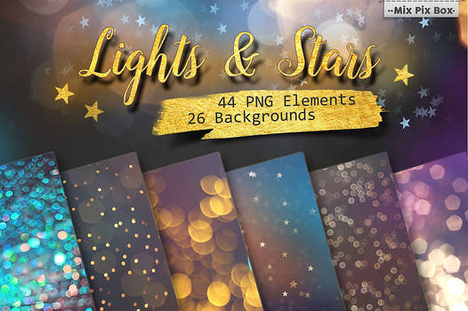 Lights and Stars Clipart + bonus (Backgrounds)