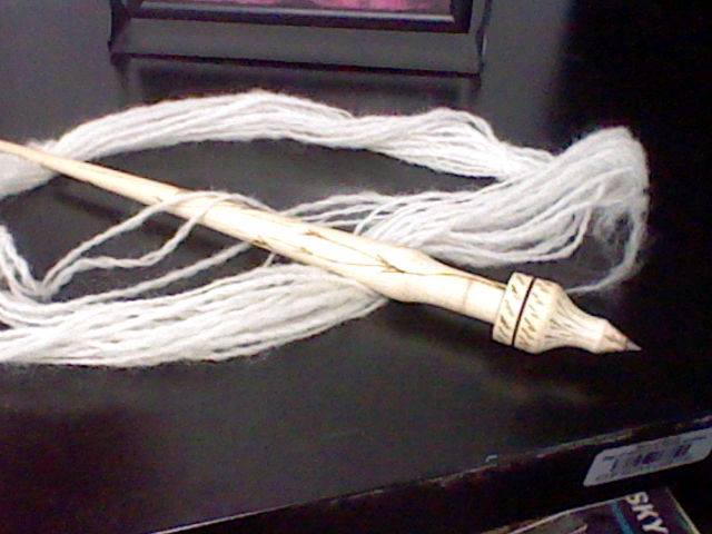 Falkland fiber spun and on Russian Support Spindle