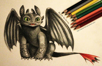 Toothless - color pencils