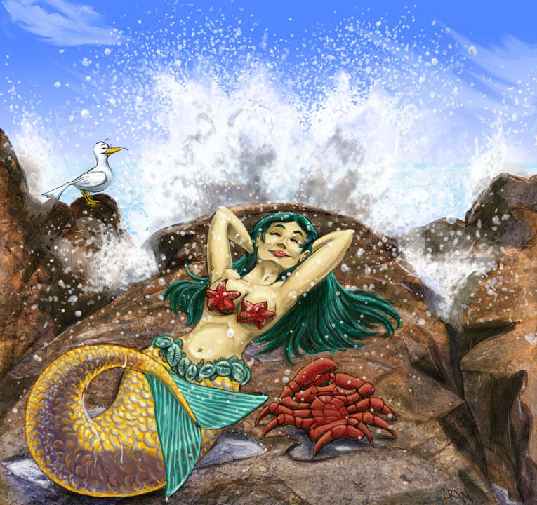 basking mermaid - color