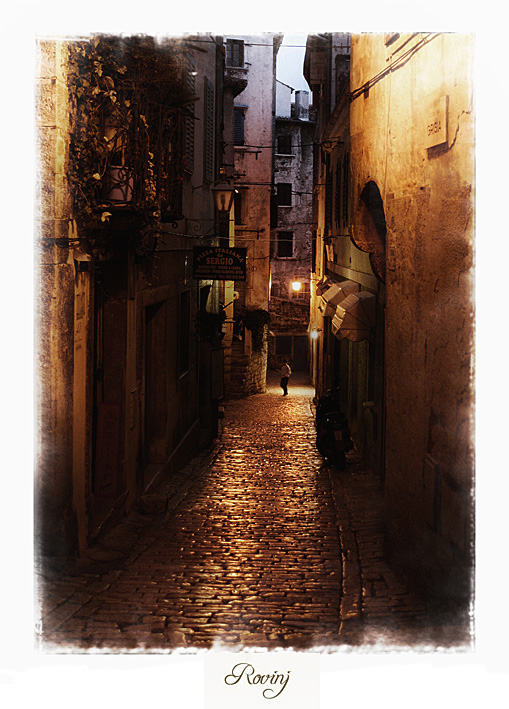 Rovinj streets by night